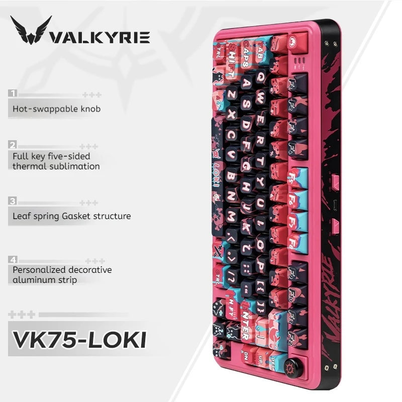 VALKYRIE Vk75 Mechanical Keyboard Hot Swappable RGB Gasket  Tri-Mode E-Game 2.4g/Wired/Bluetooth Customized Mechanical Keyboard