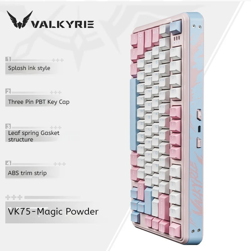 VALKYRIE Vk75 Mechanical Keyboard Hot Swappable RGB Gasket  Tri-Mode E-Game 2.4g/Wired/Bluetooth Customized Mechanical Keyboard