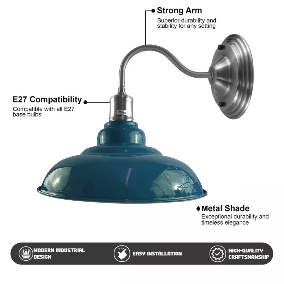 Blue Modern Industrial Indoor Wall Light – Painted Metal